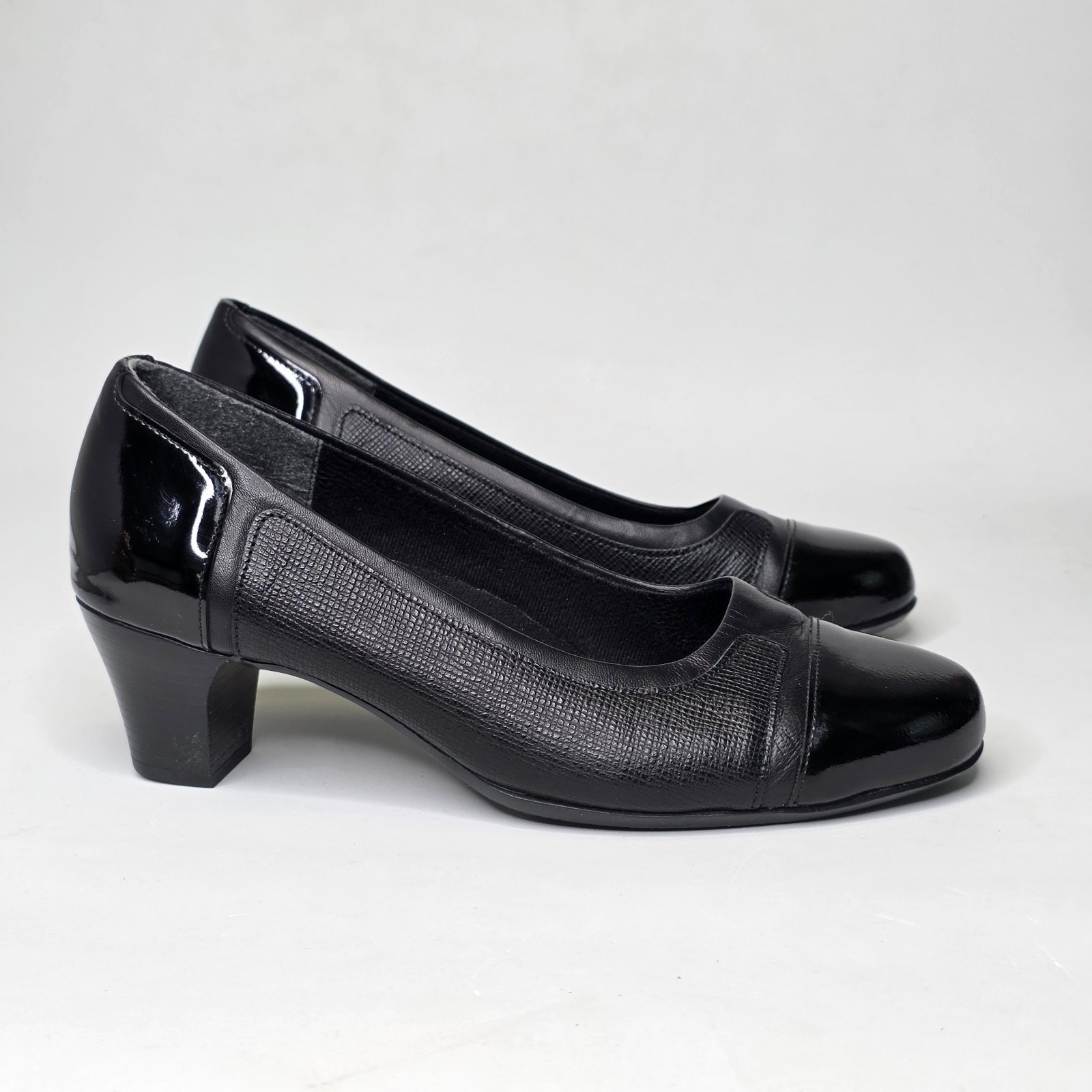 Munro American Jillian Womens Heels Size 7 Ww Extra Wide Black Leather Shoes Usa